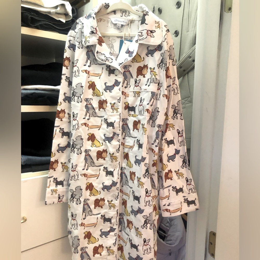 NWT The Company Store Kids Cotton Flannel Puppy print Nightgown, Girls Sz 8